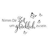 Schwarz Wandtattoo Schmetterlinge für Wanddeko,Sprüche Zitate Nimm Dir Zeit Um...