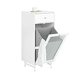 SoBuy BZR116-W Wäscheschrank mit ausklappbarem Wäschesack Wäschetruhe mit...