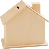 VBS Spardose Haus aus Rohholz