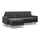 Mebligo - Ecksofa mit Schlaffunktion und Bettkasten BLANK, 223x88x140 cm,...