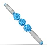 Igelball Massageroller mit Griff, 40cm Faszienstab mit 3 Bälle, Massagerolle...