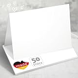 Funke & Brand 50x Tischkarten Blanko Weiß - Hochwertige Namensschilder Hochzeit...