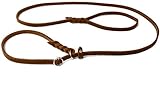 Fettleder Moxonleine Retrieverleine aus Leder Cognac mit Zugstop, Chrom (150cm x...