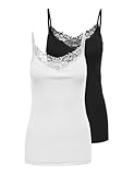 ONLY NOS Damen ONLKIRA LACE SINGLET 2 PACK NOOS Top,, 2per pack Schwarz (Black...