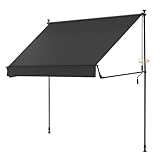 BellMax Klemmmarkise Markise Balkon ohne Bohren, 150 cm x (125 + 25 cm)...