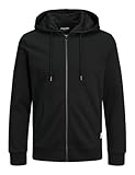 JACK & JONES Herren Basic Reißverschluss Baumwoll Hoodie - Schwarz - M