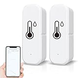 2 Pack WLAN Thermometer, WiFi-Hygrometer, Thermometer-Sensor, Kabelloser...
