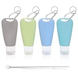 4 Stück Silikon Reiseflaschen Set, Reise Flaschen 90 ml, Auslaufsicher...