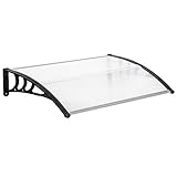 Bonnlo Vordach für Haustür 120×80cm,Transparent Polycarbonat Pultvordach,5mm...
