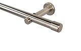 iso-design Gardinenstange 20 mm Farbe Edelstahl, Vorhangstange zur Wand- und...