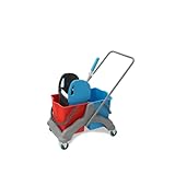 Hypafol Putzwagen Reinigungswagen | 2x25l Eimer mit Trennwand | Kunststoff...