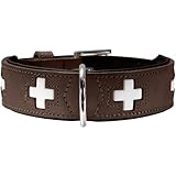 HUNTER Hundehalsband SWISS, Farbe: braun/schwarz, weiches Rindnappaleder,...