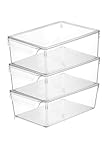 Viwares Kühlschrank Organizer mit Deckel | 3 er Set | Hochtransparente...