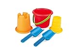 Hape 5-in-1 Strandset Sandspielzeug mit 2 Schaufeln, Eimer, Sieb und Förmchen,...