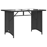 vidaXL Gartentisch mit Glasplatte, Esstisch mit Stahlrahmen, Beistelltisch für...