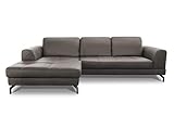 CAVADORE Ledergarnitur Benda/ Großes Ecksofa mit XL-Longchair links & Federkern...