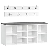 HOOBRO Garderobe Schuhregal Set, Schuhbank mit 10 Fächern, Schuhregal mit...