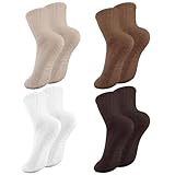 4 Paare Pilates Socken, Stoppersocken Damen Yoga Socken 35-42, Erwachsene...