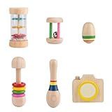 6pcs Montessori Holz Baby Rassel - Musik Holz Spielzeug, Montessori Sensorik...