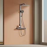 EMKE Duschsystem mit Thermostat – 36 x 24 cm Regendusche mit Armatur,...