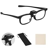 AOOSU Lupenbrille mit Licht, 300% LED Beleuchtete Vergrößerungsbrille für...