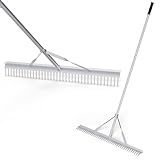 COSTWAY Rechen, Gartenrechen aus Aluminium mit 91 cm breitem Rechenkopf, 36...