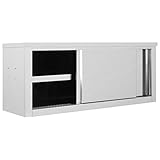 KOIECETA Wandhängeschrank mit Schiebetüren Edelstahl Gastro Hängeschrank...