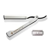 DOVO Shavette Rasiermesser mit satiniertem Edelstahlgriff und Edelstahlkopf I...