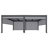 Alu Pergola HWC-L41 mit 6X Seitenwand, Lamellen-Pavillon, stabiles...