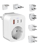 Reiseadapter Weltweites Set, Internationaler Steckdosenadapter mit USB C (PD...