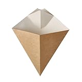 PAPSTAR 500 Pommes-Frites-Spitztüten mit Dip-Ecke, Pappe Pure 23,5 cm x 19 cm...