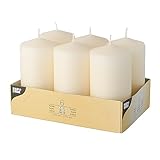 Papstar Stumpenkerzen / Säulenkerzen creme, (6 Stück), Abmessungen 6 x 11.5...