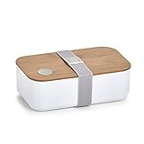 Zeller 14730 Lunch Box, Kunststoff/Bamboo, Brotdose, weiß, ca. 19,3 x 11,8 x...