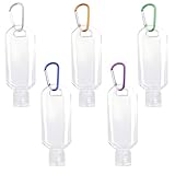 5 Stück Reiseflaschen Set, Nachfüllbare Klare Reisebehälter mit 5 Haken, 50ml...