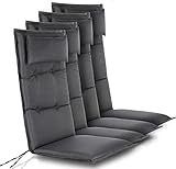 4er-Set Stuhlauflagen Hochlehner mit Kissen - Sitzpolster Gartenstuhlauflagen...