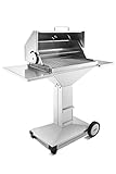 THÜROS T4 BBQ Station fahrbar Plattenfuß Edelstahl Holzkohle Gartengrill Grau