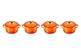 Le Creuset 4er-Set Mini Cocottes aus Steinzeug, je 200 ml, 10 x 5 cm, Ofenrot,...