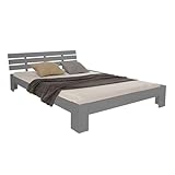 Homestyle4u 2036, Doppelbett Holzbett Futonbett 120x200 Grau Kiefer Bett...