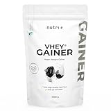 Nutri + Weight Gainer Vegan 1 kg Vanilla Cookie - Vhey Gainer Mass ohne Zucker,...