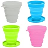 YUDAWN Faltbare Silikon-Becher, 4 Stück Faltbarer Reisebecher Outdoor...