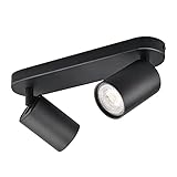 KYOTECH Schwarz 2-flammige Spotlampe LED Deckenleuchte Schwarz matt Spot drehbar...