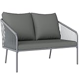 Outsunny Gartensofa mit Kissen 2-Sitzer Sofa Outdoor Balkon Sofa Rattansofa...