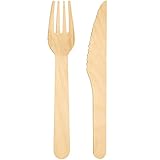 ECOCLEO® Eco Einweg Besteck | 200 Stück Set | Lebensmittelecht aus Birkenholz...
