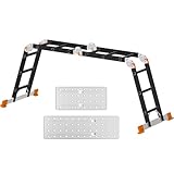AMHANCIBLE Mehrzweckleiter, Leiter, 3.4M Aluleiter, 4 x 3 Stufen, Trittleiter,...