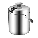 Eiskübel 1.3L, Edelstahl Eiswürfelkühler mit Luftdichtem Deckel Sieb und...