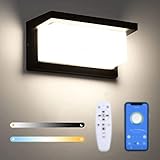 Lightess Dimmbare LED Wandleuchte Außen mit Fernbedienung 2.4G 18W IP66...