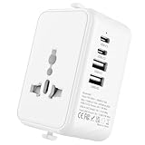 Reiseadapter Weltweit,Universal Reisestecker mit 2 USB A und 2 USB C,Universal...