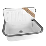 kör4u Ausgussbecken weiß 50cm, aus robustem Stahl für Keller, Waschküche,...