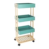 Relaxdays Servierwagen, Bambus & MDF, Küchenwagen mit 4 Etagen, Rollwagen,...