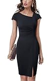 HOMEYEE Damen Vintage V-Ausschnitt Bodycon Business Bleistiftkleid mit Schlitz...